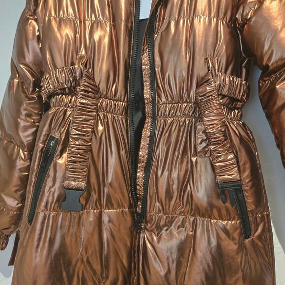 NWT Nichole Lynel NL The Label Metallic Copper Puffer Belted Snow Suit-Size L - Picture 6 of 15